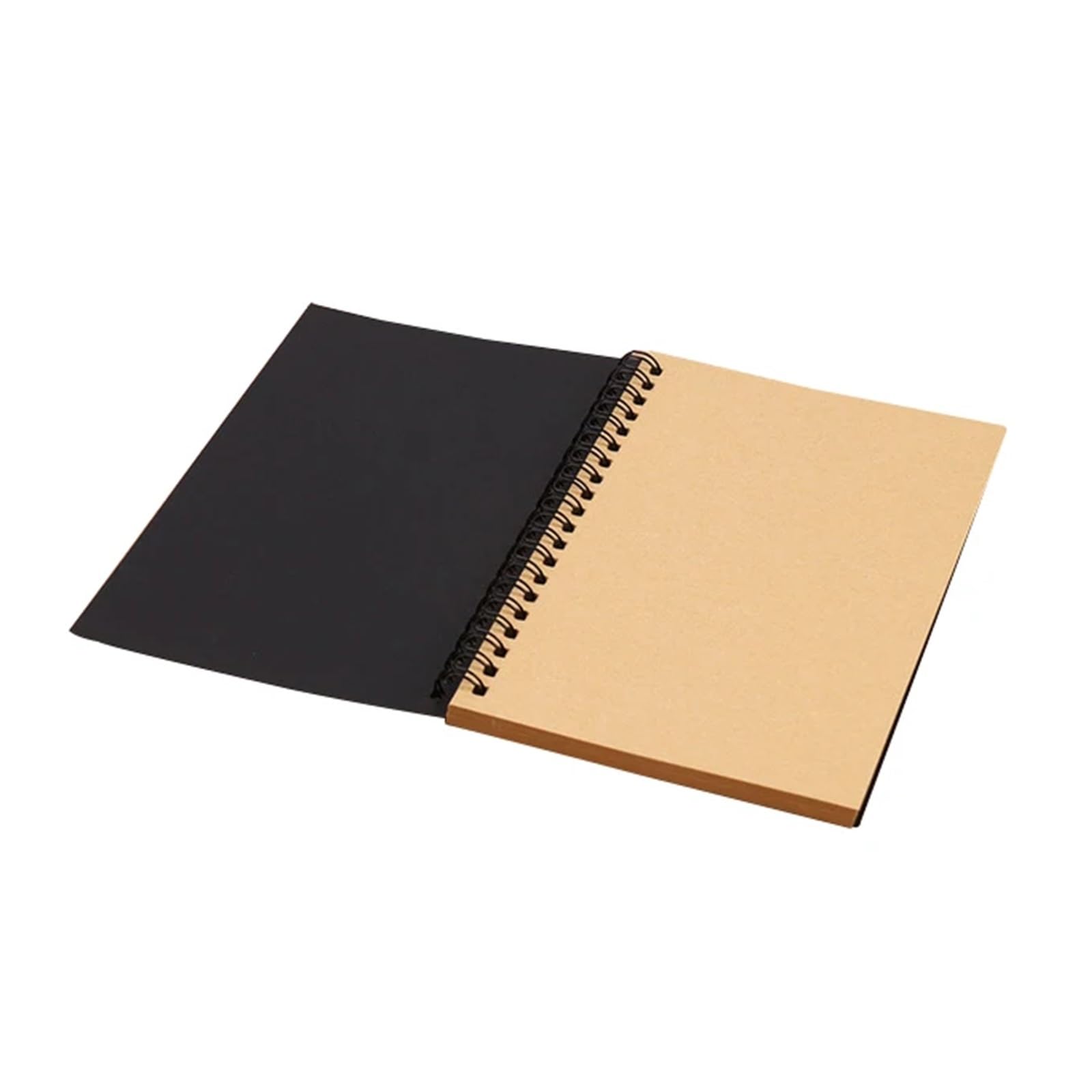 Inspirierendes Notizbuch 3 stücke Buch Retro Spirale Spule Kraft Papier Notebook Sketchbuch Malerei Tagebuch Zeichnung Malerei Graffiti Büro Schule Schreibwaren(Black-Khaki Inner,12x18cm-50 sheets)