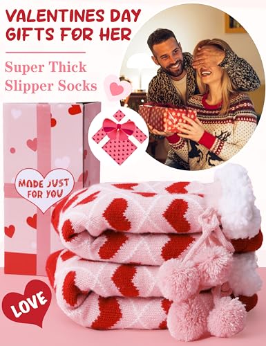 MOGGEI Womens Slipper Fuzzy Grips Socks Warm Fluffy Winter Thick Thermal Cozy Plush Socks2