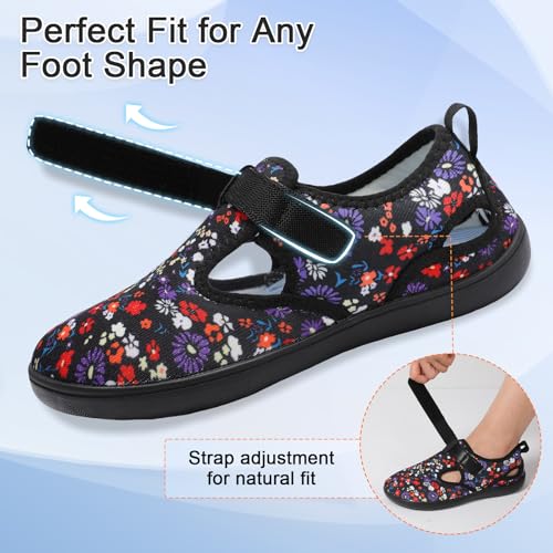 Womens Walking Shoes Comfortable Wide Barefoot Shoes Adjustable Diabetic Neuropathy Nursing Shoes Breathable Non Slip Casual Sneakers3