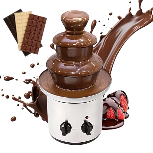 3 Tier Electric Chocolate Fountain Machine with Tray Automatic Temperature Control Non Stick Stainless Steel Chocolate Melting Pot Fondue Fountain for Parties Weddings