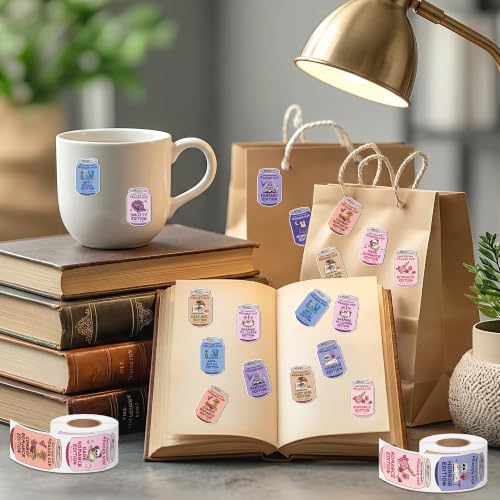 Image of Drinks Soda Ticket Sticker - 2 Roll & 10 Designs Bookish Genre Edition Design Waterproof Vinyl Self Adhesive for Laptop Water Bottle Journal Scrapbook Reading Log Classroom Reward Chart Gift