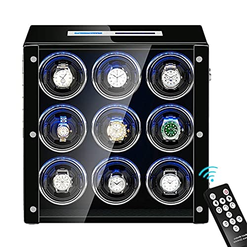 OwKay 9 Boîte de Remontoir de Montre Automatique avec télécommande et rétroéclairage intérieur Écran Tactile LCD Moteur Silencieux Peinture de Piano extérieur