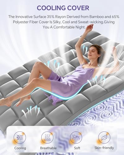 Image of ChiXpace Dual Layer 5 Inch Memory Foam Mattress Topper King - 3 Inch Pillow Top Mattress Pad and 2 Inch Gel Memory Foam, 7-Zone Egg Crate Mattress Topper (Gray)