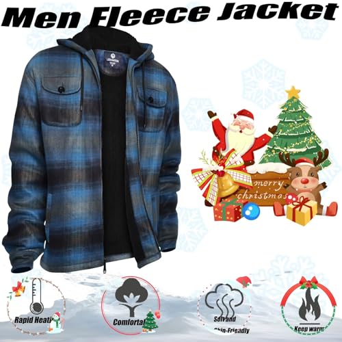 Image of LeeHanTon Mens Flannel Jacket Heavyweight Sherpa Fleece Jackets Outdoor Hiking Casual Soft Warm Coat with Pockets