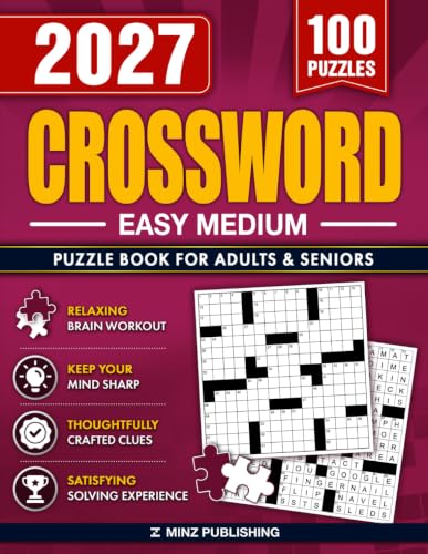 Easy Medium Crossword Puzzle Book For Adults and Seniors with 100 Puzzles: Enjoyable Easy to Medium Crossword Puzzles with a Balanced Mix of Fun, Variety, and Brain-Boosting Challenges image 2