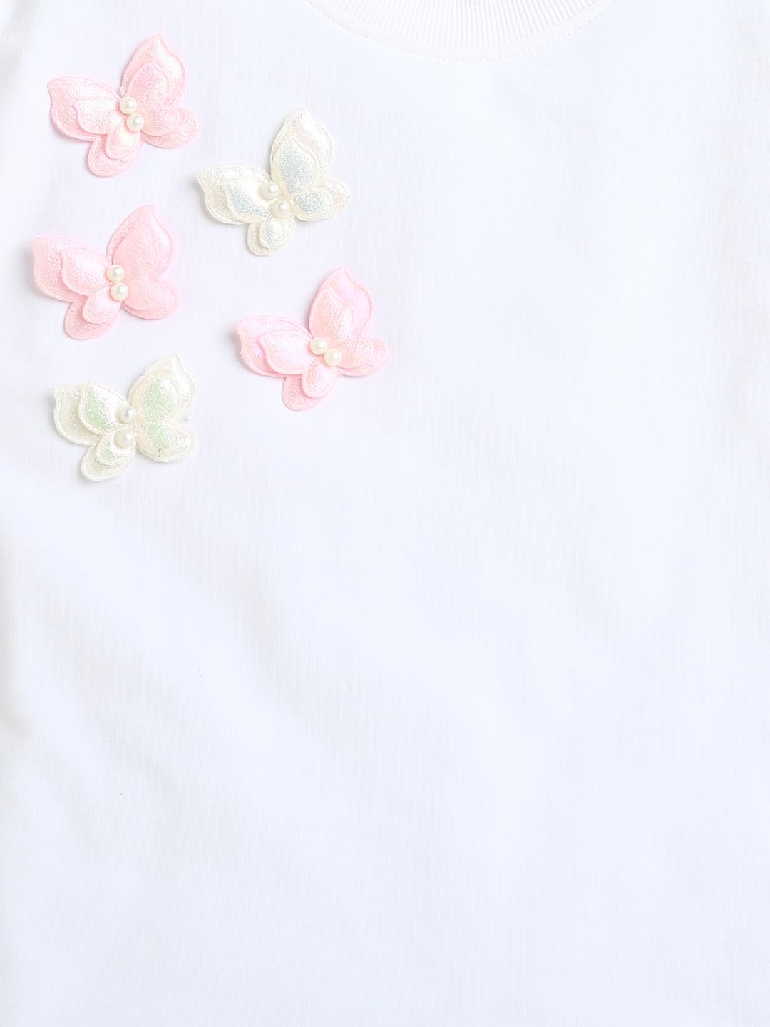 ZIP ZAP ZOOP White Full Sleeve Cotton Sweatshirt with Beautiful Butterflies (7-8 Years) 2