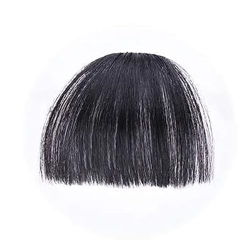 Miniatura 1 de Flequillo falso, 1 pieza, clip de flequillo, flequillo sintético, extensión de pelo sintético, fleco falso con clip en fleco sintético corto (negro)
