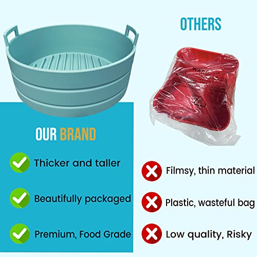 Silbloom Silicone Air Fryer Liner | Extra Strong | Reusable Air Fryer Basket Liner - Silicone Pot With Rectangular Handles - Parchment Paper Replacement For Oven - Non-Toxic Silicone Air Fryer Liners #TOP2