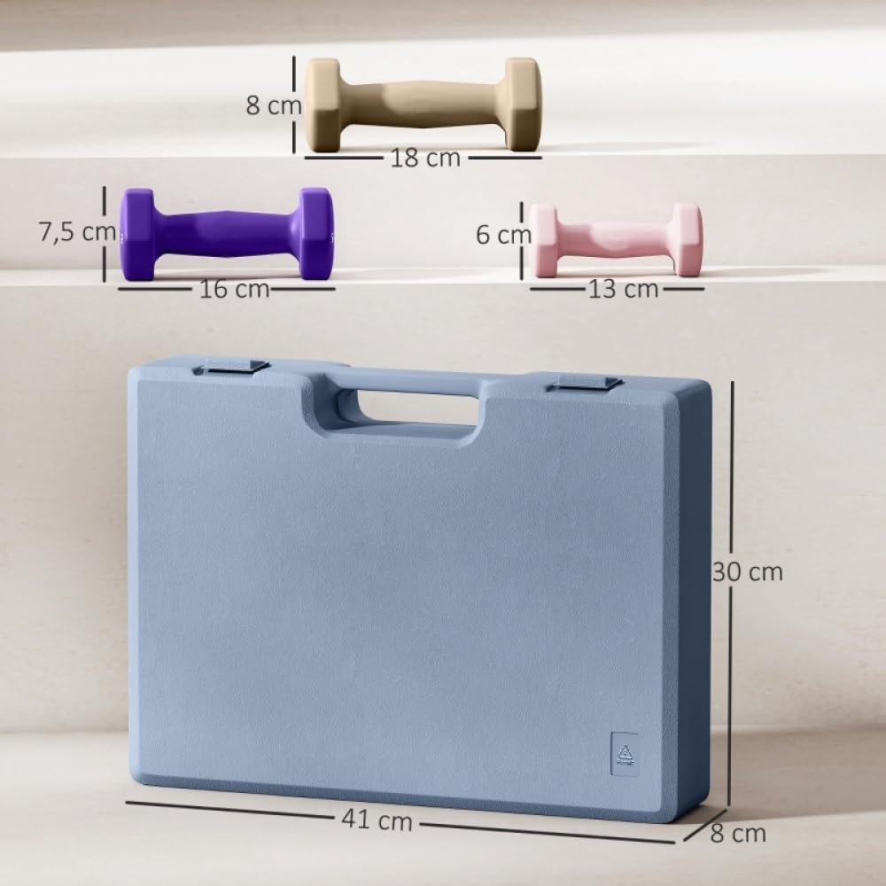 Zestaw 6 krótkich hantli ze stali, 1 kg, 2 kg, 3 kg, do treningu siłowego i domowego treningu