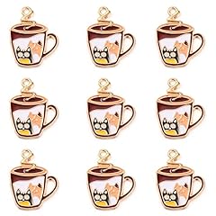 20pcs-Enamel Cat Coffee Cup Charms-25x19.5x1.6mm