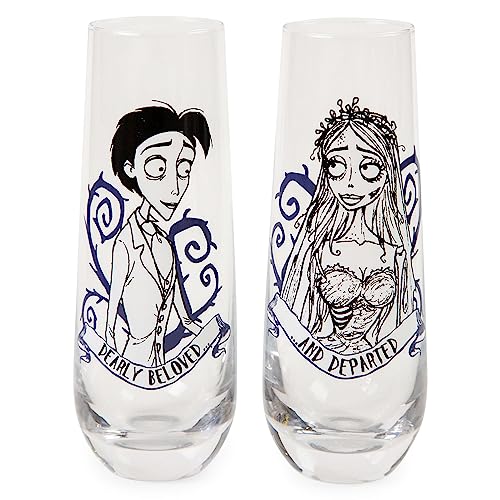 Tim Burton'S Corpse Bride "Dearly Beloved" Stemless Fluted Glassware | Set Of 2