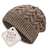 ALPALOVE 100% Baby Alpaca Bulky Beanie Brown – Chunky Knit Unisex Winter Hat | Soft, Warm & Sustainable Alpaca Wool | Made in Germany
