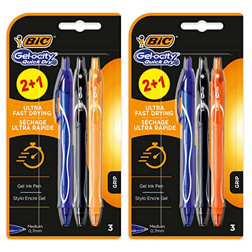 Bic - Pack Of Bic 2 + 1 Gel-Ocity Quik Dry Blue - Bic 5% In Books #TOP5