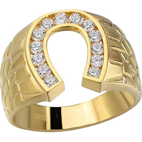 Men's 14k Gold Plated Lucky Horseshoe Ring Cover