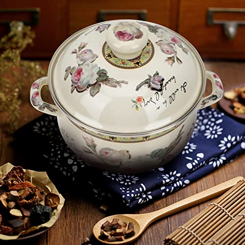 Enamel Stew Pot Soup Tigela: Coréia Ramen Macarrão Panela Com Tampa Estoque Pote Não- Stick Caçarola