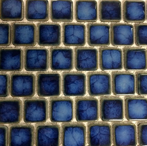 Fujiwa Porcelain Swimming Pool Waterline Tile - PEB-111 MARBLE BLUE 1" X 1" 1.08 SQ FT Sheet, Pack of 2,
