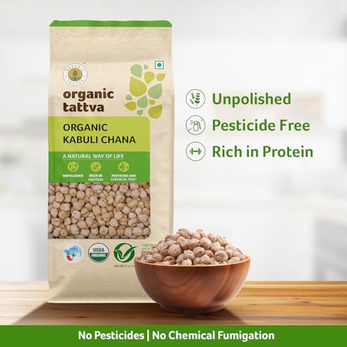 Image of Organic Tattva Kabuli Chana | Premium Whole Chickpeas for Daily Cooking | Smooth Texture and Mild Aroma | Kabuli Chana 500g Pack
