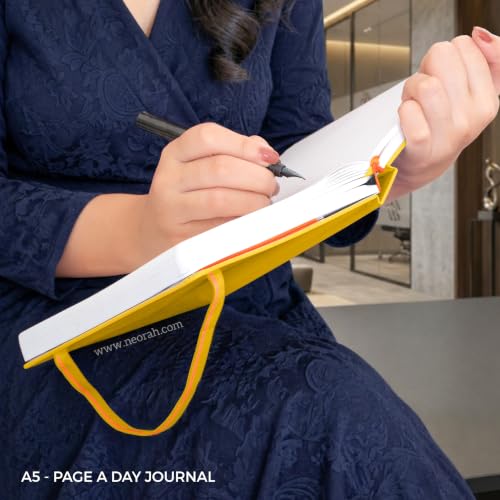 Image of NEORAH -A5 DOTTED | 368 Pages - 110 Gsm |PAGE A DAY JOURNAL (21x14.8 cm)-Hardcover Dot Grid Notebook |Back Pocket |3 Silk Book Mark - Completely HANDMADE for Journaling,writing- YELLOW