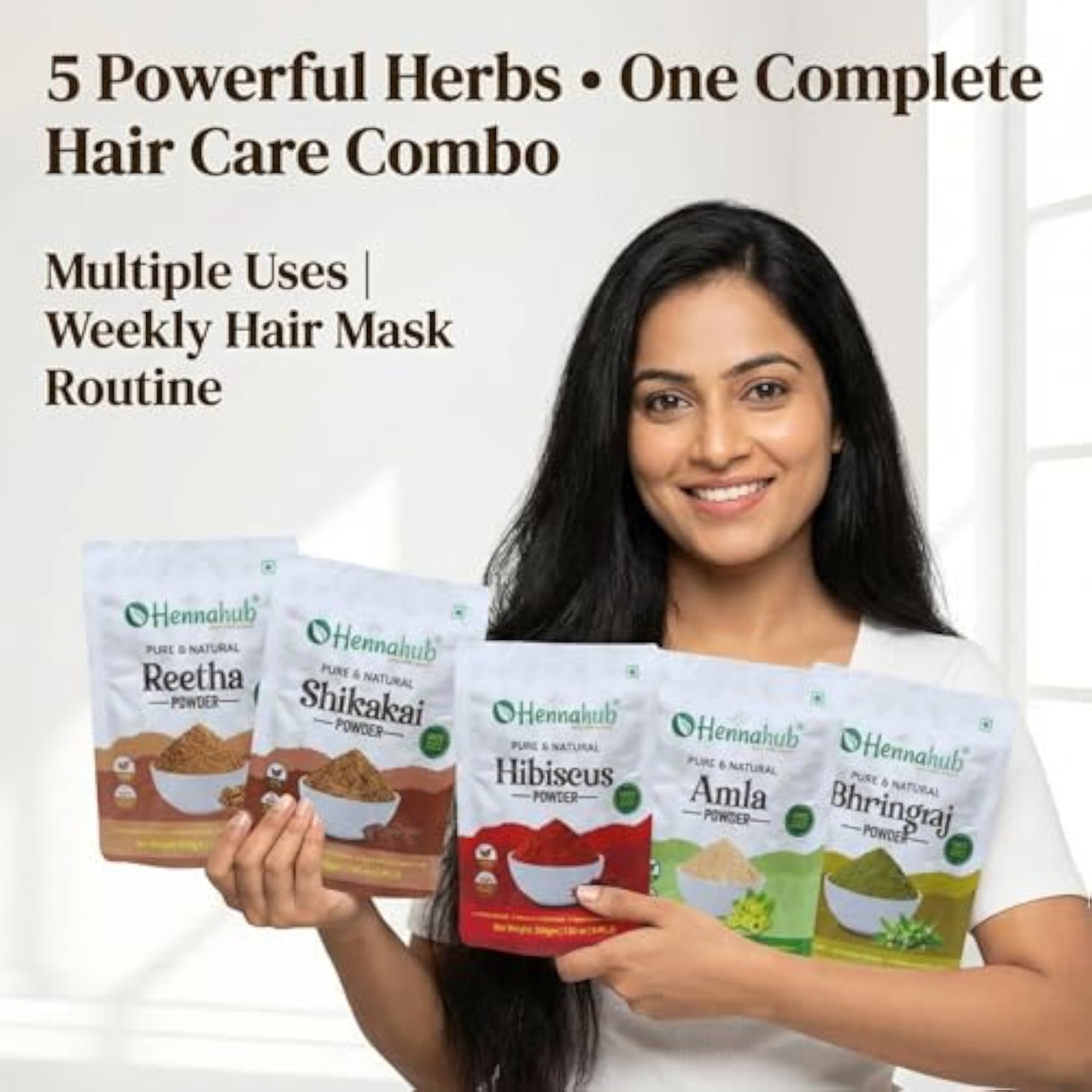 Amla, Reetha, Shikakai, Bhringraj and Hibiscus Powder Combo Pack - 150g each