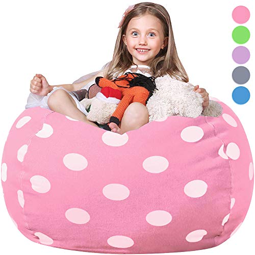 WEKAPO Stuffed Animal Storage Bean Bag Chair Cover for Kids | Stuffable Zipper