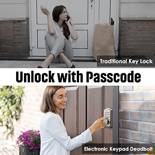 Keyless Entry Deadbolt Lock - Electronic Door Lock With Keypad, Smart Deadbolt Lock With Auto Lock, Security Waterproof Smart Lock Easy Install Ideal For Front Door, Home Use, Apartment - Elamor M19 #TOP2