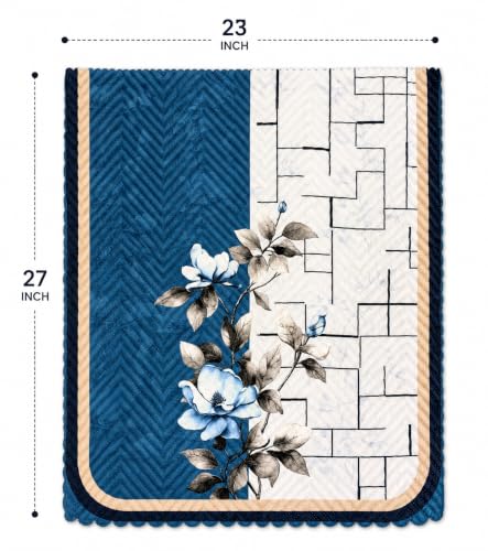 Image of Printed 7 Seater L-Shape Sofa Cover with Arm Covers, Quilted Texture, Sectional Couch Protector for Living Room-Pack of 15 (Blue Bloom)