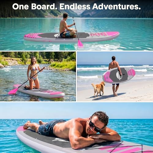 SereneLife Inflatable Stand Up Paddle Board - Wide Stable Design, Non-Slip Deck for Adults & Youth with Premium Paddle Board Accessories: Carry Bag, Dual Action Pump, Paddle, Ankle Leash - 10'6" by SereneLife - Image 6