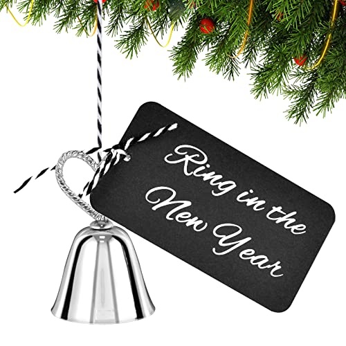 4 Piece New Year Metal Jingle Bells Set Ring In The New Year Decor Christmas Bell Ornament With Cards And Ribbon For Holiday Decorations New Year Ornaments #TOP17