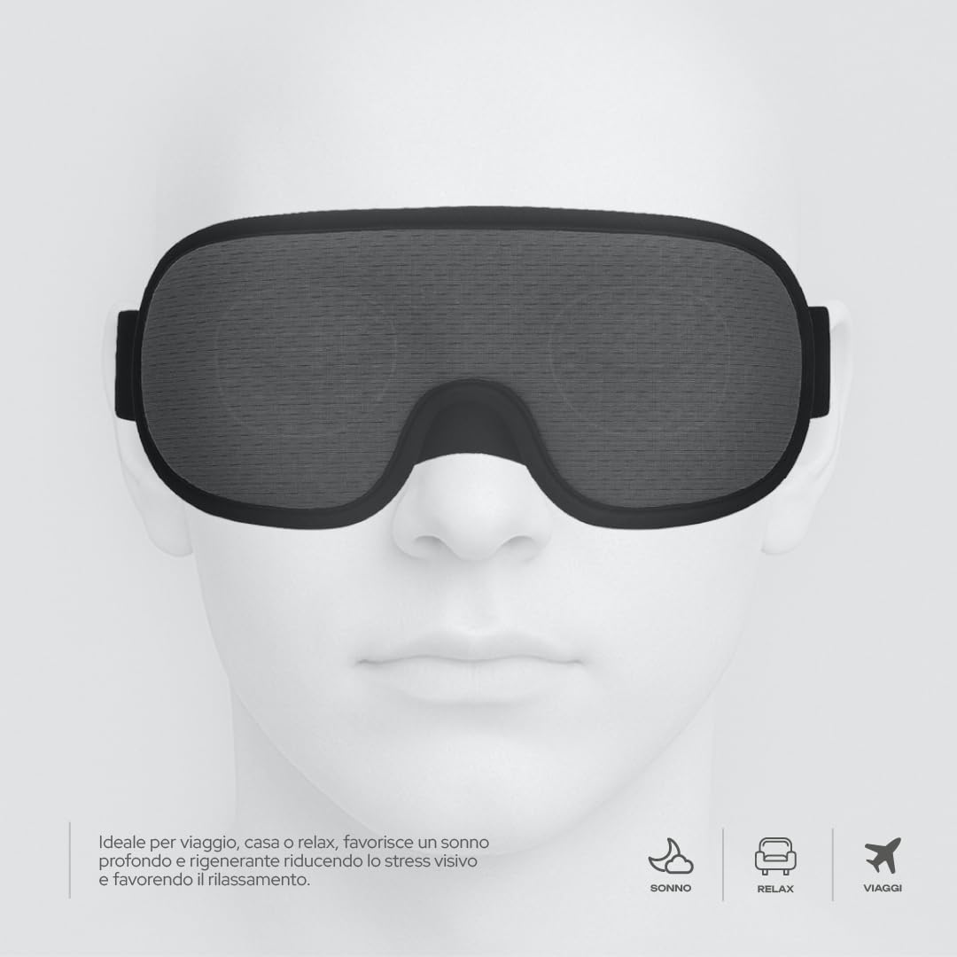 Brezza - Mascherina Occhi per Dormire - Senza Pressione sugli Occhi - Ergonomica - Blocco Totale della Luce - Morbida e Confortevole - per il Sonno, Viaggi, Aereo - Fascia Regolabile - in Memory