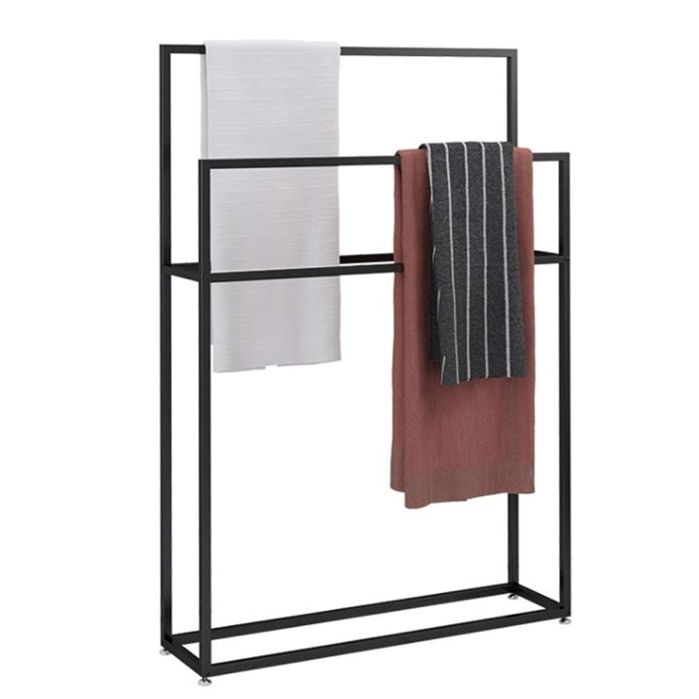 45958 Classic Freestanding Towel Rail Rack, Metal Towel Bar Stand, Drying Rack Airer, Kitchen Bathroom Organizer Holder, Black (Size :50×20×70cm (L×W×H)-image-26