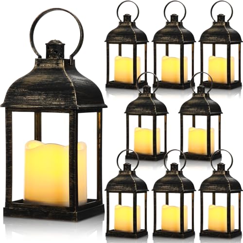 Faroles de bronce para bodas y centros de mesa elegantes con vela LED
