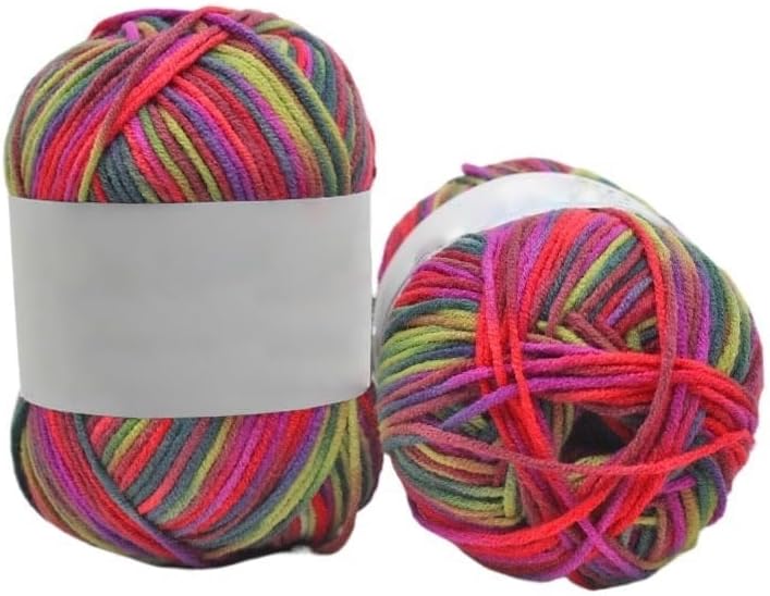 5 Rolls 50g Variegated Cotton Yarn for Crocheting 4-Ply Hand Knitting Blend(8)