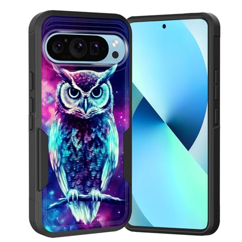KJFHDJFDH for Google Pixel 10/Pixel 10 Pro 6.3 inch 2025 Case,Dual Layer Hybrid Heavy Duty Rugged Shockproof Hard PC +Soft Silicone Protective Case,Galaxy Owl - image 1