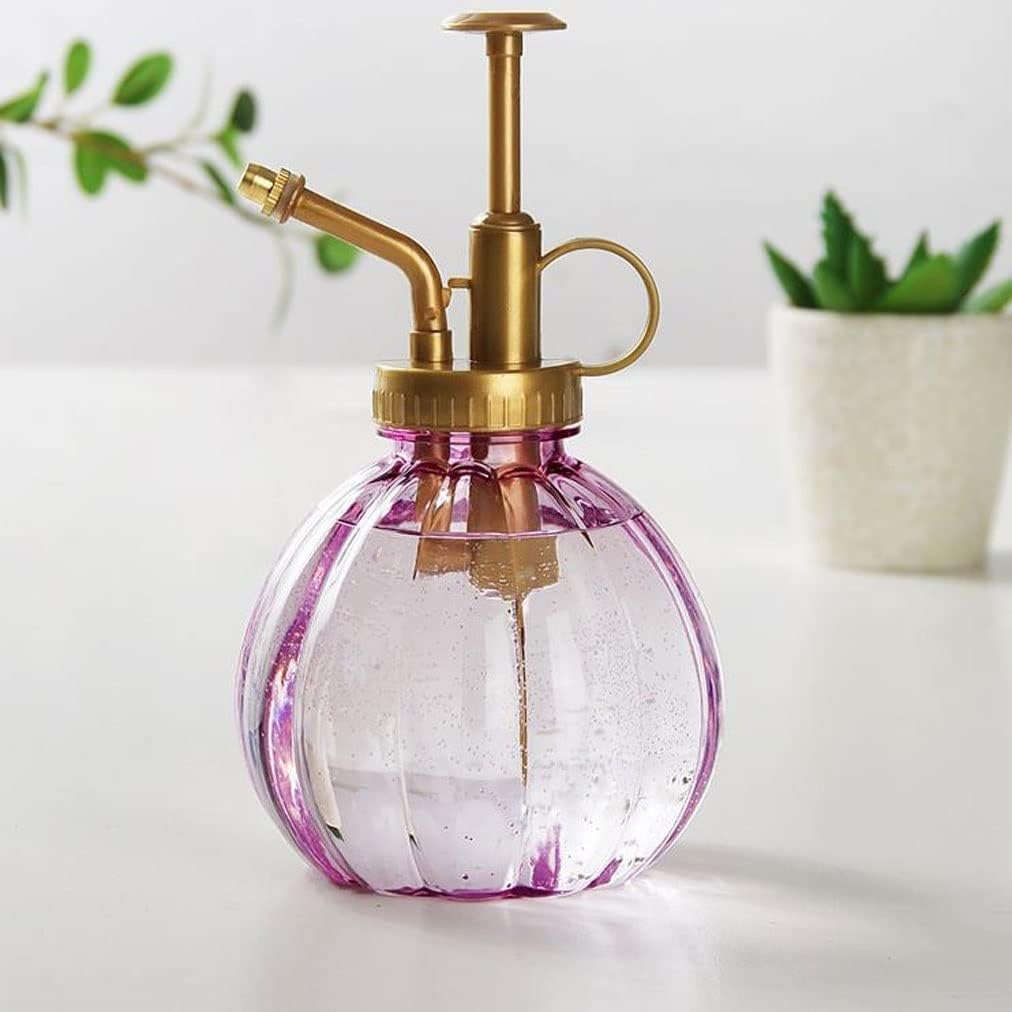 Sprinkler Bottle Plant Mister Spray Watering Can 350ML Vintage Flower Watering Can with Pump Plant Hand Press Spray Bottle Plant Mister - Clear Glass Sprinkling can(Blue)