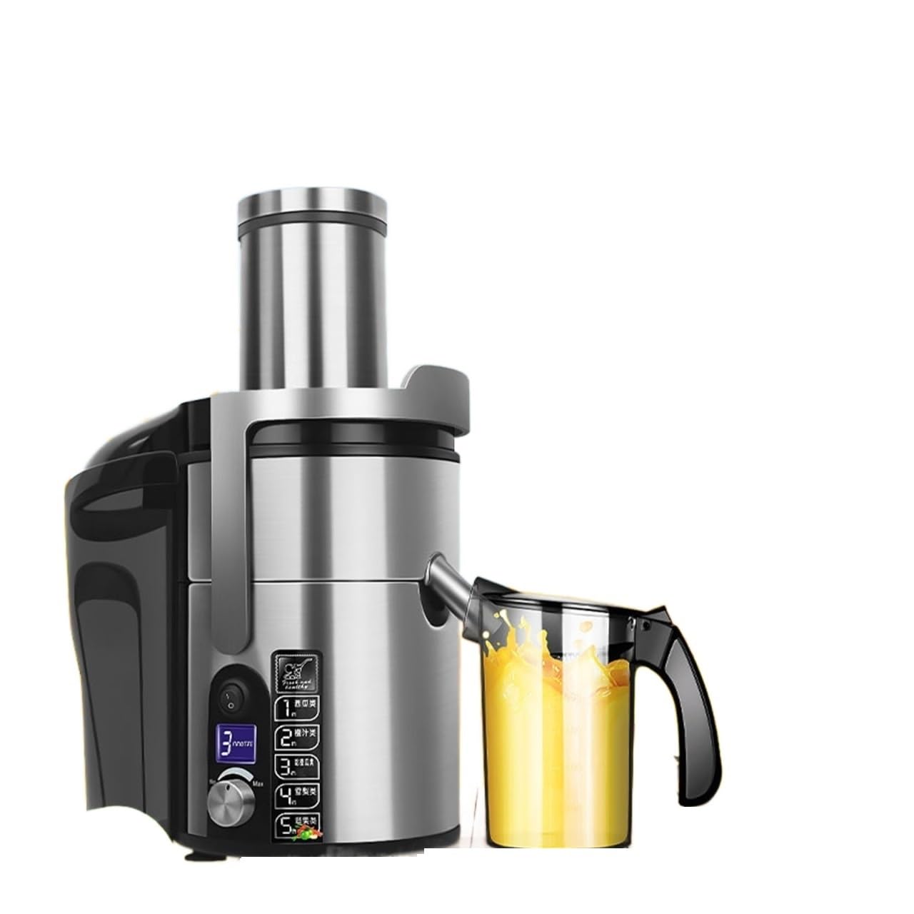 1200W Commercial Electric Juicer Powerful Large-caliber Juicer LCD Display 220V Full-automatic Fresh Fruit Large Original Juicer (Color : C, Size : KR_220V) (C E_220V)