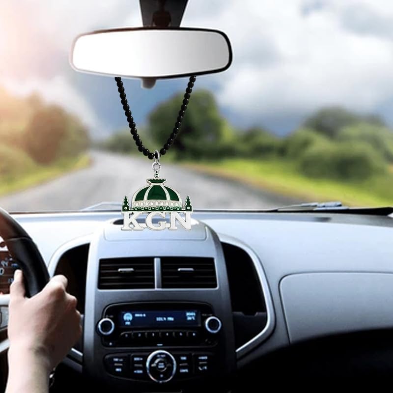 M Men Style Religious Allah Prayer KGN Muslim Jewelry Green Car Rearview Mirror Charm Car Dangler Ornament, Accessories, Gift SCrMa2024188