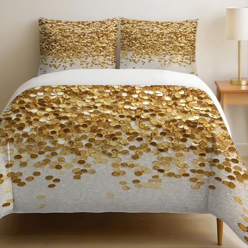 Housse de couette 200x200 microfibre anti-plis parure lit paillettes - 2