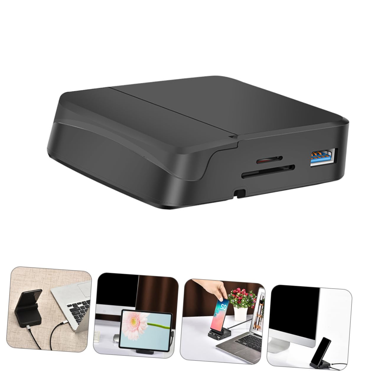 jojofuny Concentrador USB Multipuerto, Adaptador de Viaje USB-c Soporte para Teléfono, Carga PD 3.0, Resolución 4k, Uso en Oficina