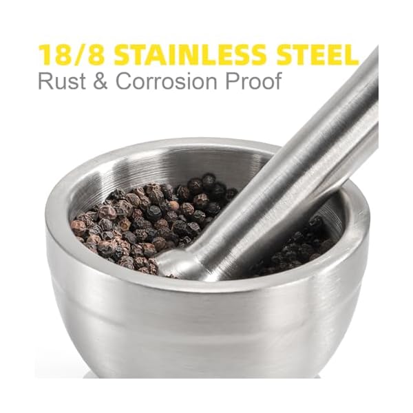Bekith-Mortar-and-Pestle-Sets-188-Brushed-Stainless-Steel-Spice-Grinder-Pill-Crusher-Molcajete-Herb-Bowl Bekith-Mortar-and-Pestle-Sets-188-Brushed-Stainless-Steel-Spice-Grinder-Pill-Crusher-Molcajete-Herb-Bowl