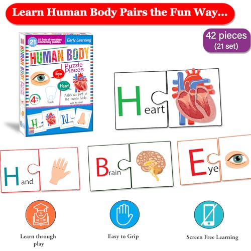 Image of Human Body Jigsaw Puzzle Connecting 2-Piece (Set of 21 pcs) for Kids, Childrens and Toddlers - Early Learning Educational Brain Booster with Fun and Engaging - Ages 4+