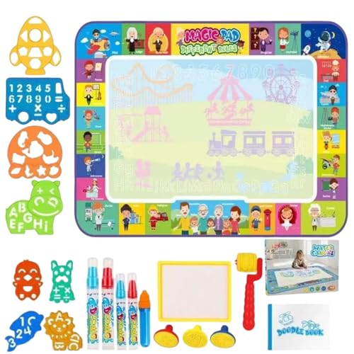 水でかける おえかきお絵かきシート 水で描く 150×100cmビッグサイズ 幼児向け ローラー&スタンプセット ぬりえ 子どもお絵描きセット 知育おもちゃ お手入れが簡単 携帯便利 (プロの数字)