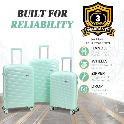 Image of Sarjah Polypropylene Suitcase Trolley Bag Set of 3 | Spinner Luggage | TSA-Type Lock, 360 Dual Spinner Wheels, Aviation-Grade Telescopic Handle, Matte-Gloss Finish
