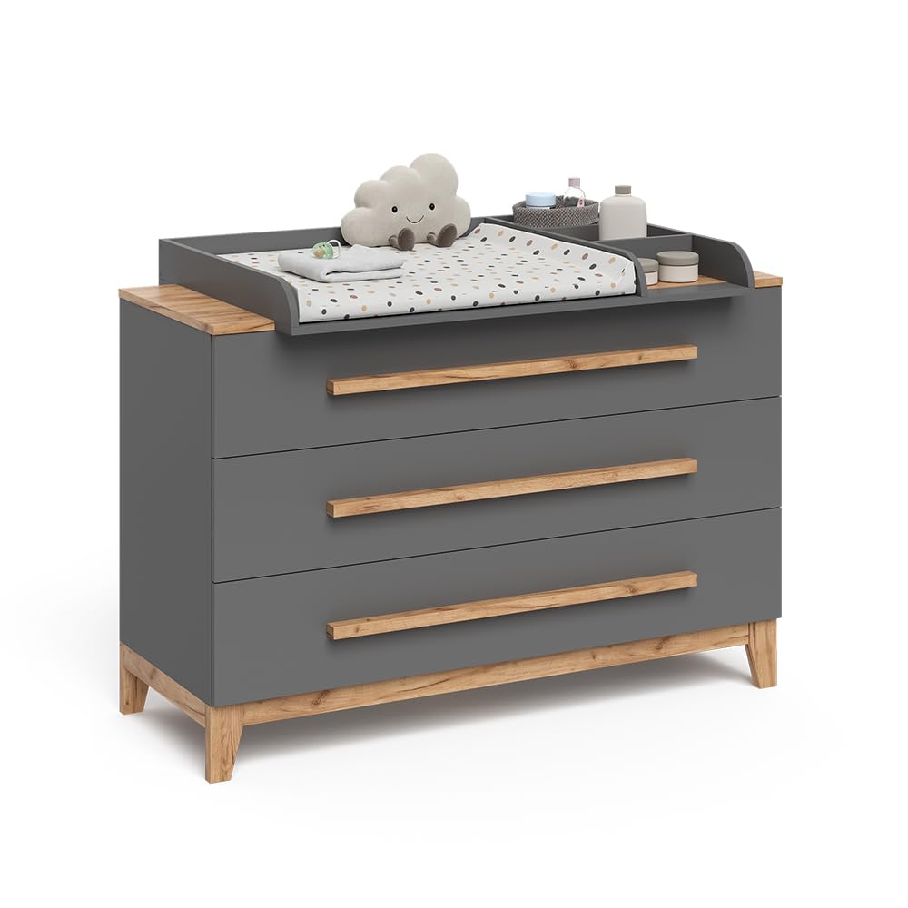 VitaliSpa Fasciatoio Malia Grigio Artisan 133.2 x 98 cm 3 cassetti rimovibile cassettiera