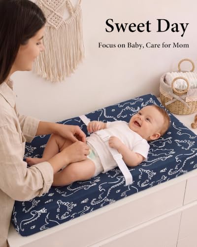 Image of Yoofoss 2-Pack Diaper Changing Pad Cover for Boys 32x16 (Dinosaur) | Soft & Easy-to-clean & Breathable, 360 Full Elastic Fit, Microfiber Fitted Sheets for Changing Table Pad