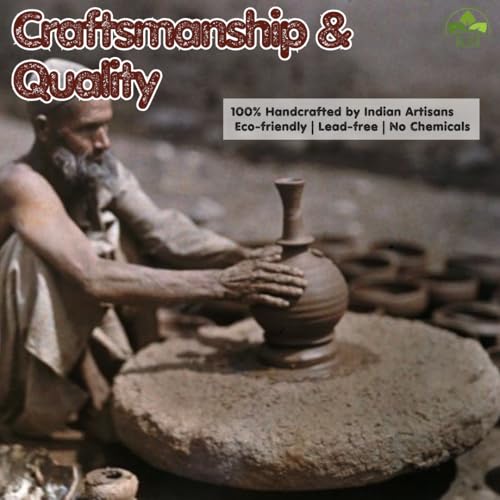 Image of KSI Earthen Clay Water Glass Set of 2 | 375 ml Mitti Drinking Glasses for Water Lassi Milk Coffee | Traditional Terracotta Drinkware | Reusable Kitchen Tableware