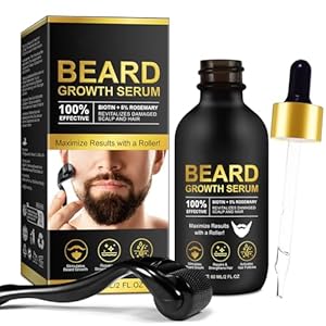 Beard Growth Kit-With Beard Derma Roller For Growth, Natural Ingredients Beard Growth Serum, Beard Grooming Kit for Beard Rapid Growth and Thickening, Gifts For Men Boyfriend Dad Father