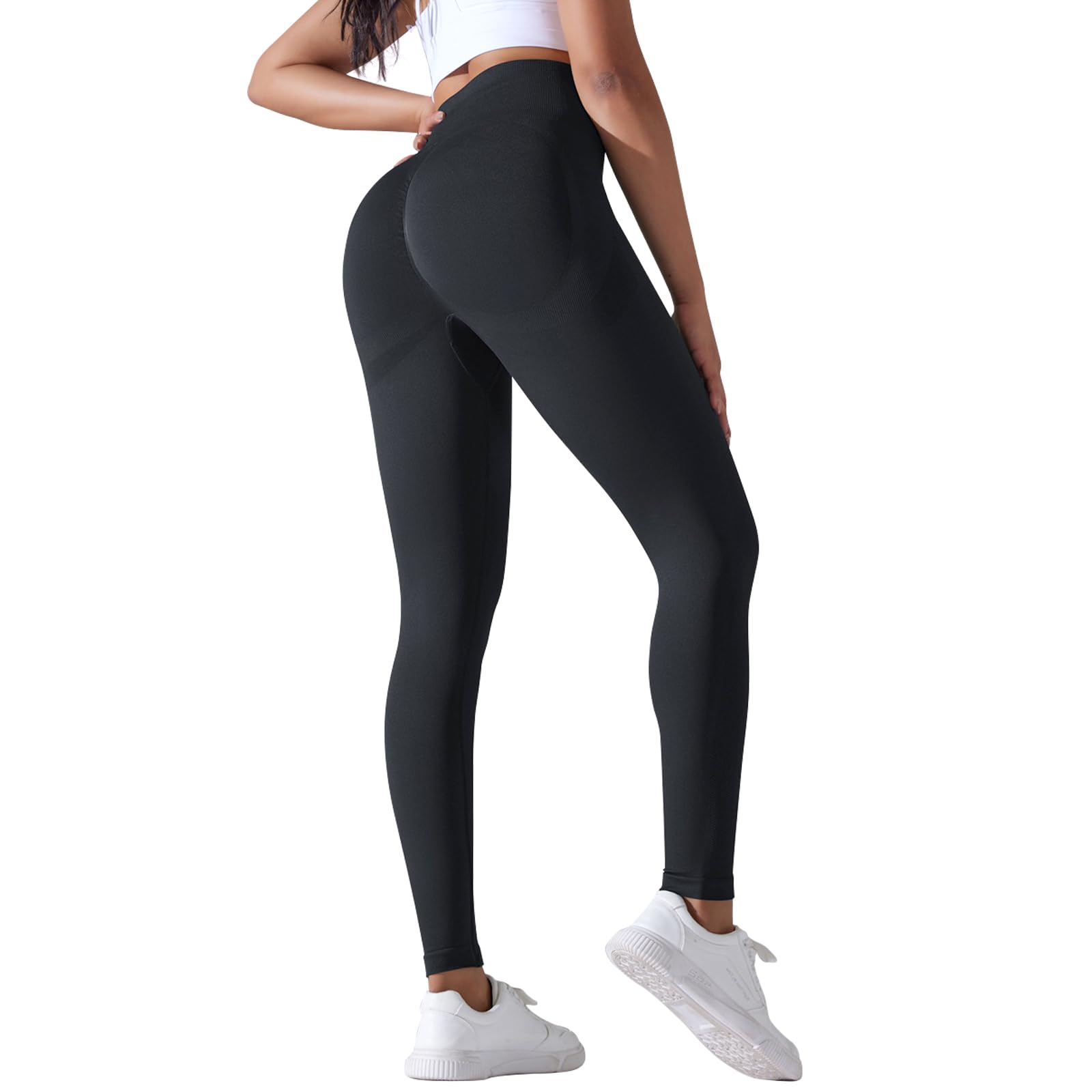 Damskie spodnie do jogi, legginsy sportowe typu push up, legginsy damskie sportowe, spodnie z wysokim stanem krój booty scrunch, bezszwowe legginsy treningowe, legginsy kompresyjne fitness