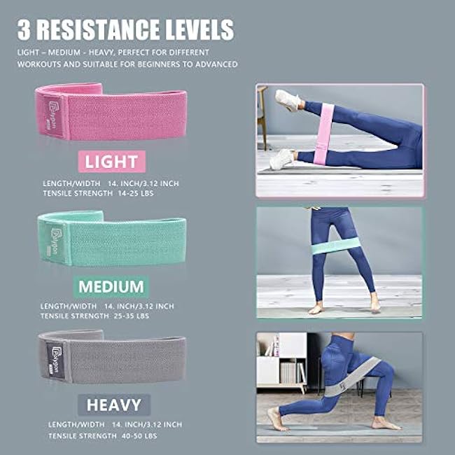 Polygon Resistance Bands for Working Out, Non-Slip Fabric Booty Bands for Women and Men, Exercise Bands for Legs and Butt, Glute & Hip Workout, Pilates & Home Fitness