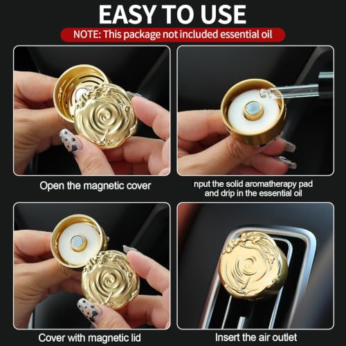 Image of Car Air Freshener Diffuser Vent Clip, Aroma Diffuser Refills, Aromatherapy Diffusers for Fragrance Car Accessories Decoration, Gift for Women Men Dad Mom (Gold)