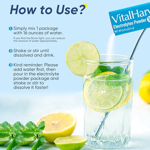 Image of 12 Sticks Electrolytes Powder Packets 6 Flavors Sugar Free Hydration Packets Electrolyte Liquid Daily IV Drink Mix with Lemon Lime, Watermelon, Orange, Raspberry, White Peach, Blueberry